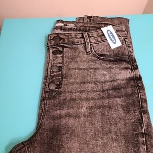 Button style jeans acid colored